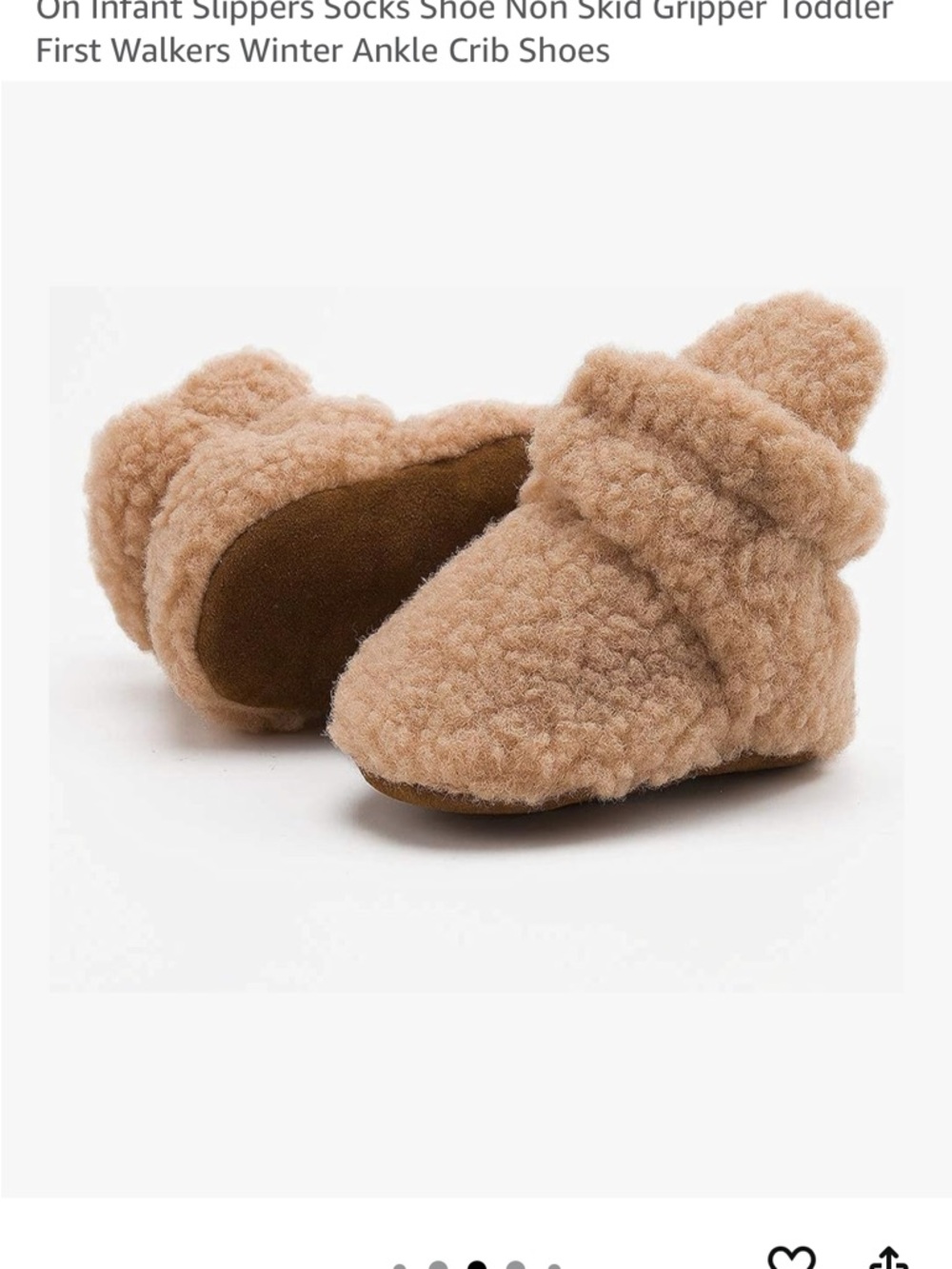 Plush Teddy Baby Shoes - Camel (6-12 mo)